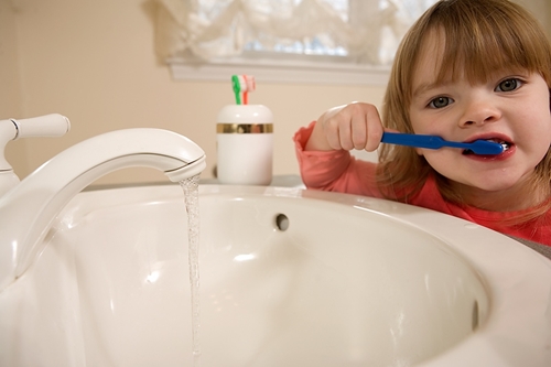 Colors and characters make teeth brushing fun.